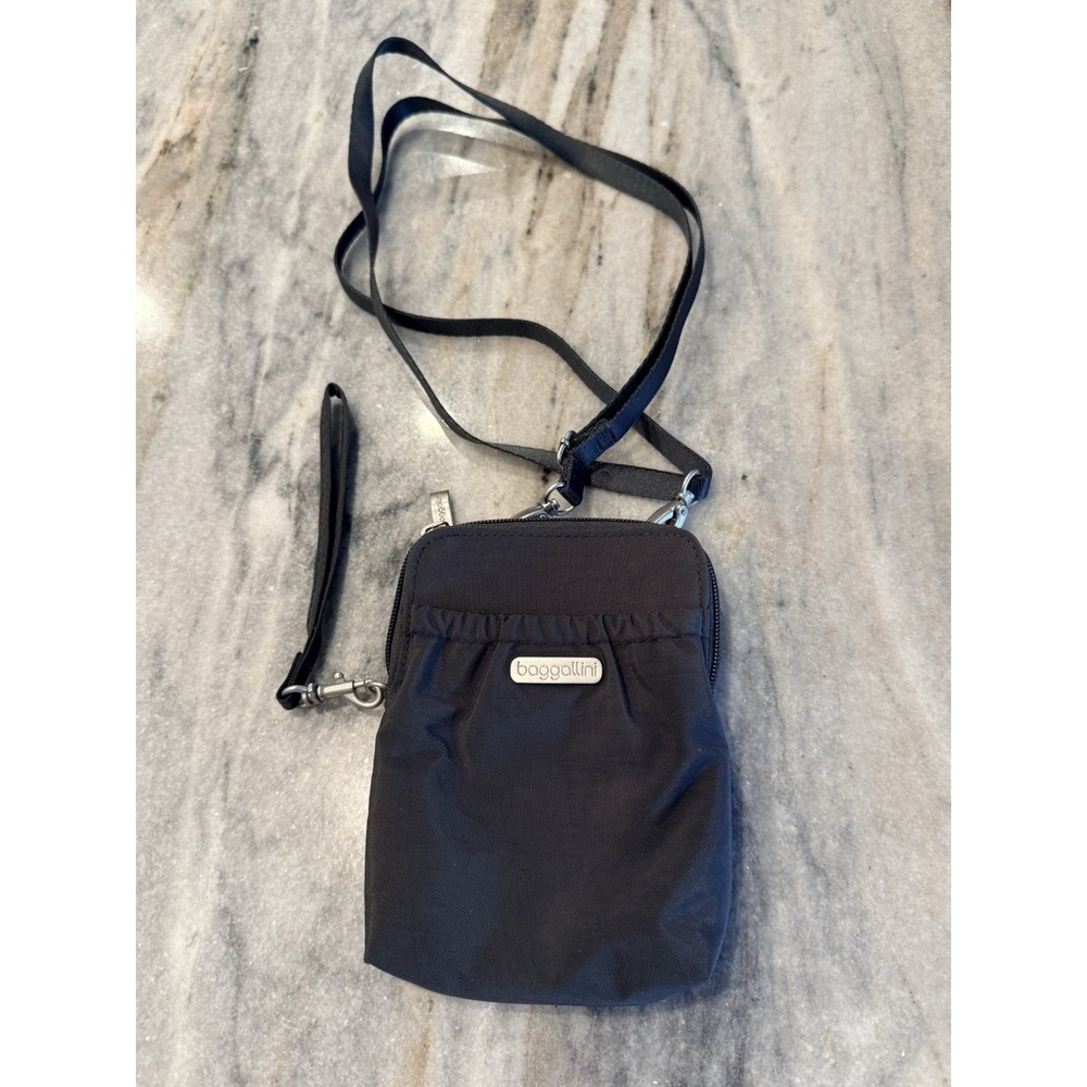 Baggallini Take Two‎ RFID Bryant Crossbody Grey Wristlet -Pink Inside